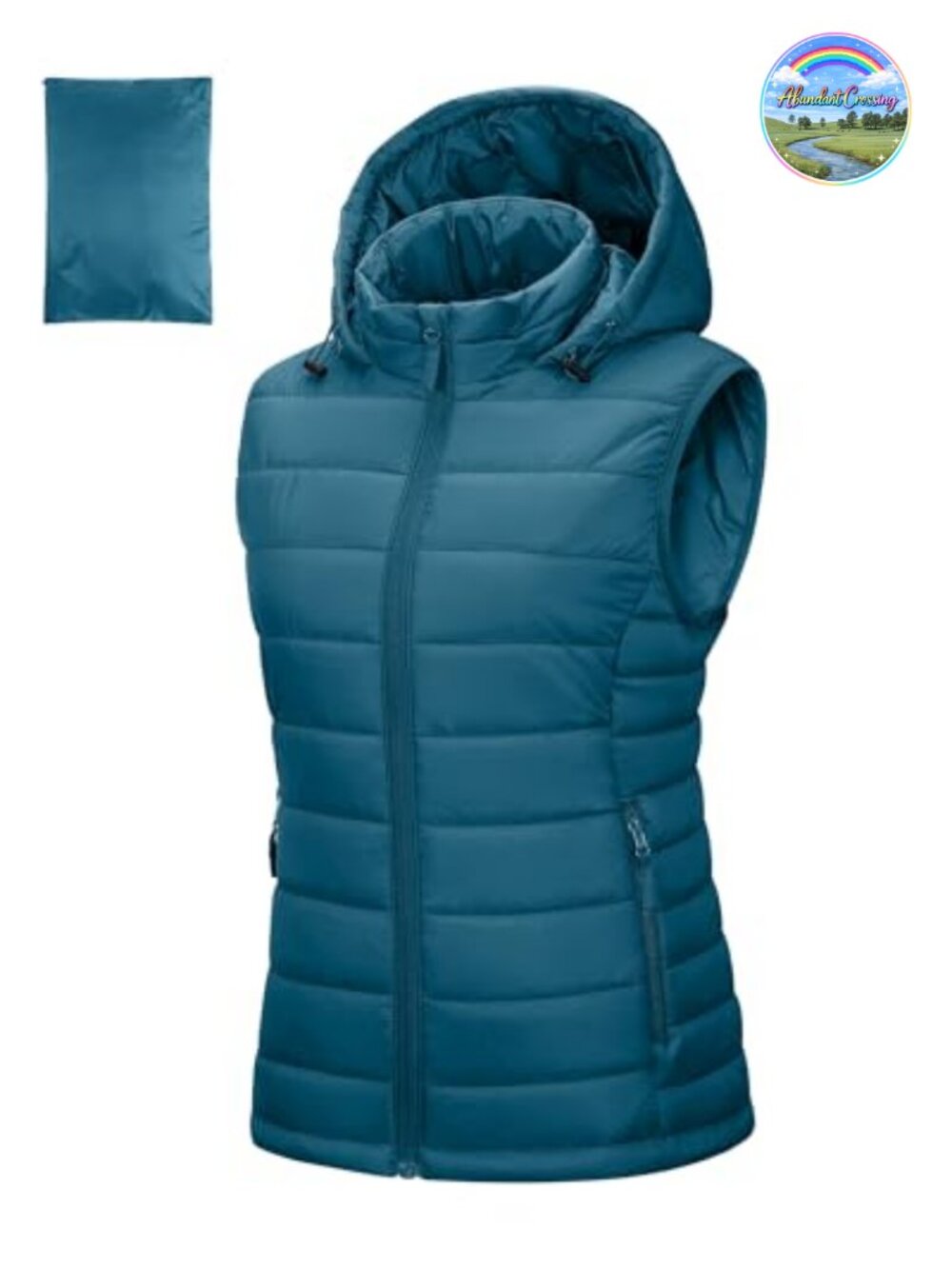 Lightweight Packable Hooded Puffer Vest Winter Quilted Zip